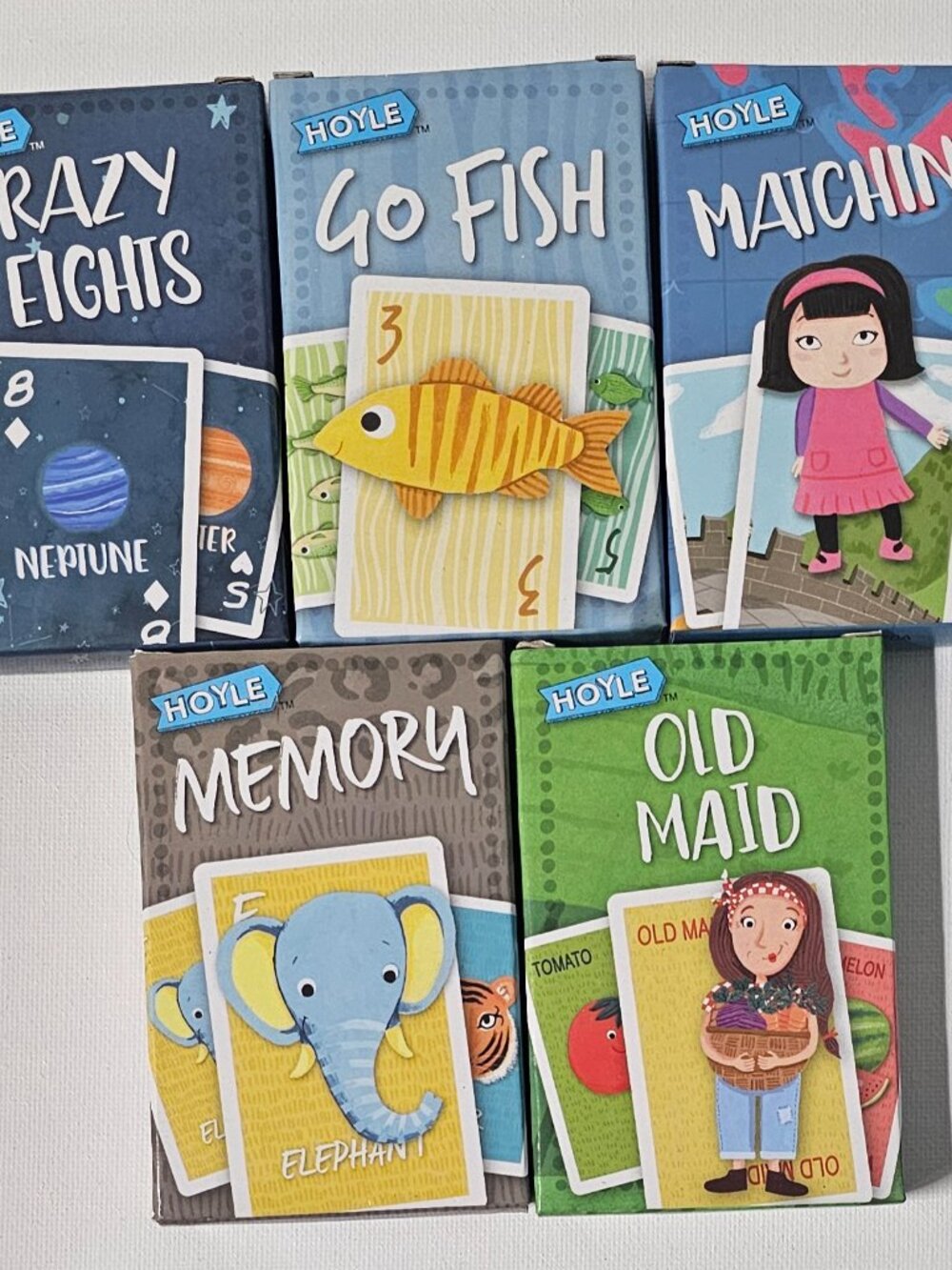 Hoyle Memory Cards Set of 5 - Building Skills - Old Maid Go Fish and More